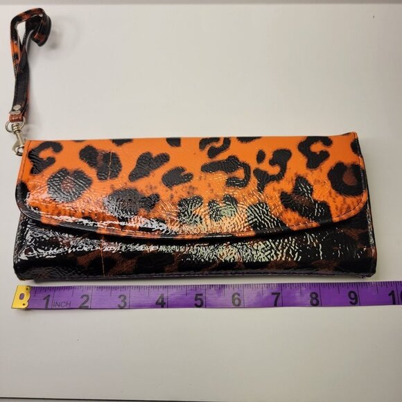 Animal Print Orange and Black Clutch Wallet Purse Travel Unisex Wallet- NWOT - Picture 3 of 7